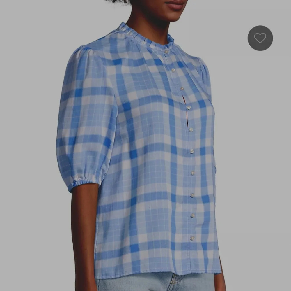 Vineyard Vines Plaid Ruffle Neck Puff Sleeve Size Medium EUC